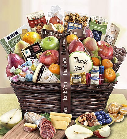 Thank You Fruit & Sweets Gift Basket Deluxe